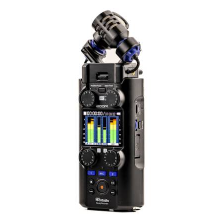 Zoom H5studio - 4-kanałowy cyfrowy rejestrator audio, 32-Bit Float, czarny_Rezjestrator z boku_2
